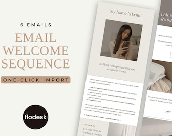 Email Welcome Sequence Template for Flodesk | Small Business Email Marketing Funnel | Editable Newsletter & Course Creator Email Design
