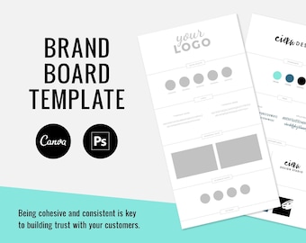 Brand Board Template - Canva + Photoshop Formats - Branding Style Sheet Guide