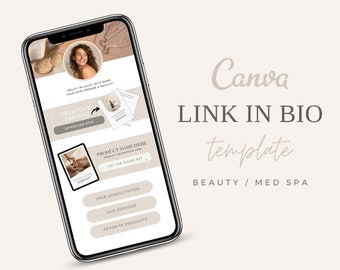 Link in Bio Template, Landing Page, Instagram Bio Link, Canva Link In Bio, Linktree Template, Medspa Website, Esthetician Website