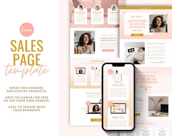 Canva Sales Page Template, Course Creator Website (Digital)