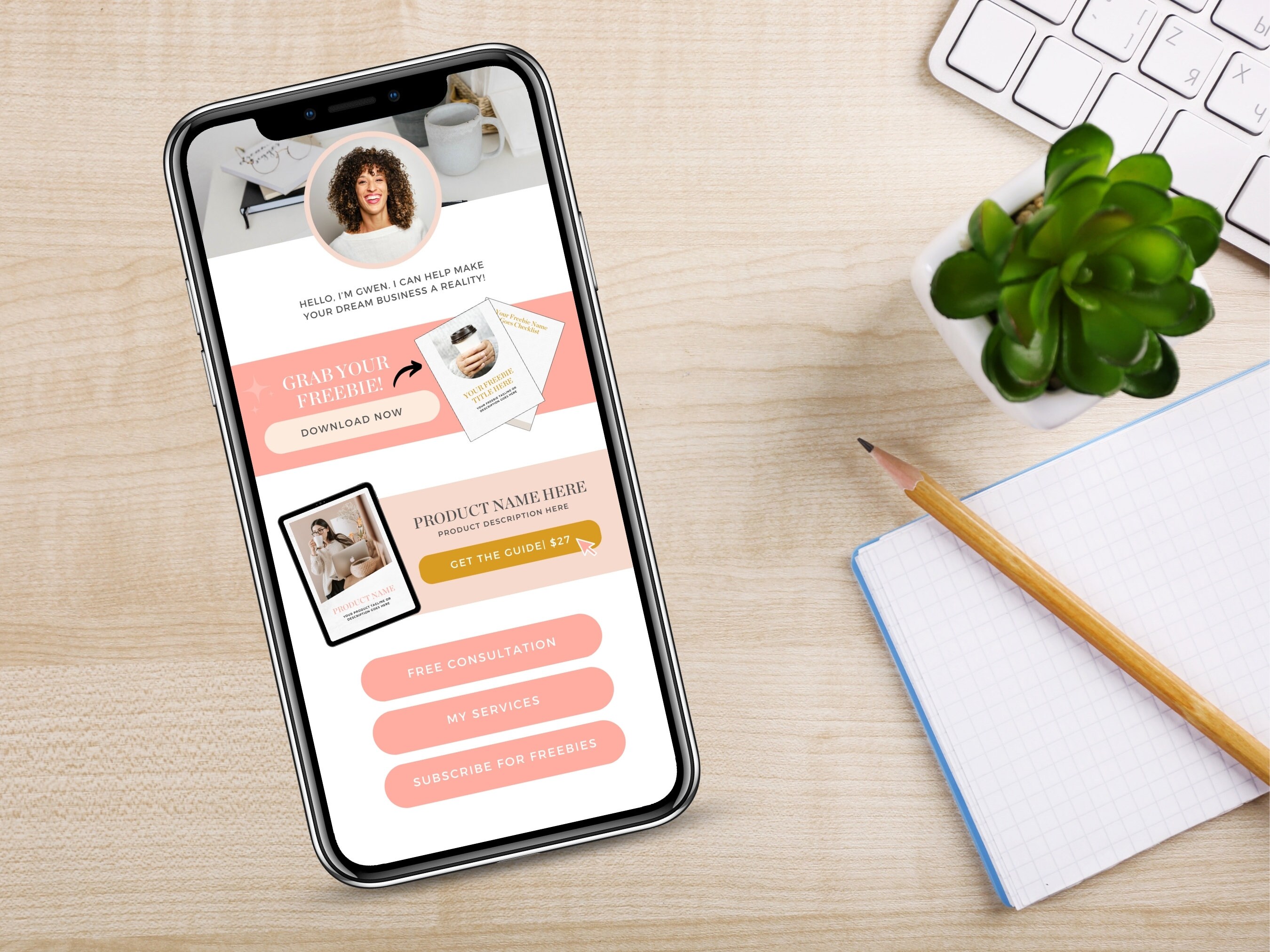 Link in Bio Template, Landing Page, Instagram Bio Link, Canva Link in ...