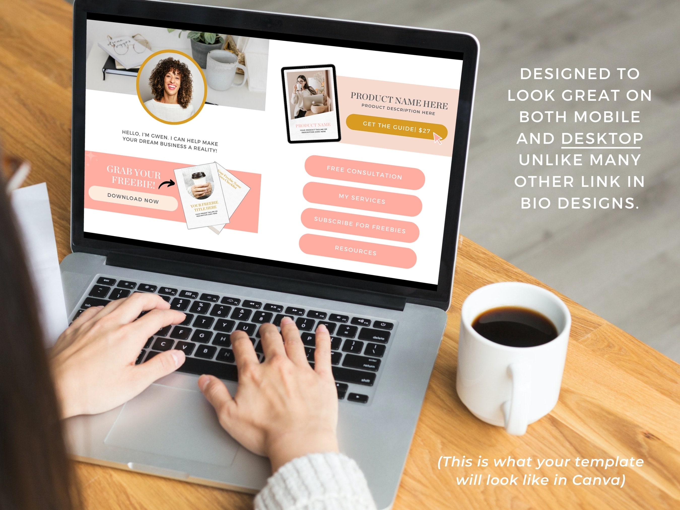 Link in Bio Template, Landing Page, Instagram Bio Link, Canva Link in ...