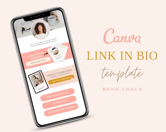 Link in Bio Template, Landing Page, Instagram Bio Link, Canva Link In Bio, Boho Instagram Templates, Instagram Engagement, Boho Branding
