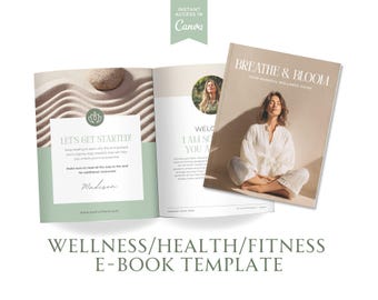 E-boeksjabloon saliegroen canvas: kalm wellnesswerkboek voor yoga, pilates en holistische merken