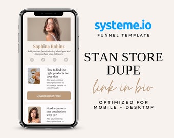 Systeme io Template, Link in Bio, Stan Store, Stan Store Dupe, Stan Store Funnel, Landing Page Website, Link In Bio Systeme.io