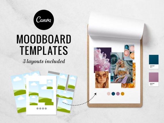 Mood Board Template Canva Inspiration Moodboard Branding | Etsy