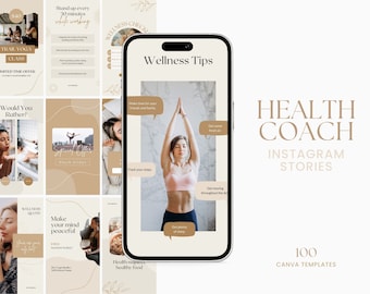Wellness Challenge Story-Vorlagen | Self-Care Tägliche Check-in Geschichten | Gesundheitscoach Instagram