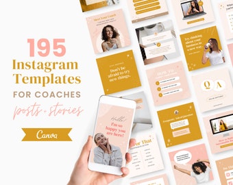 Boho Instagram Templates for Coaches, Engagement Posts (Canva, Digital Download)