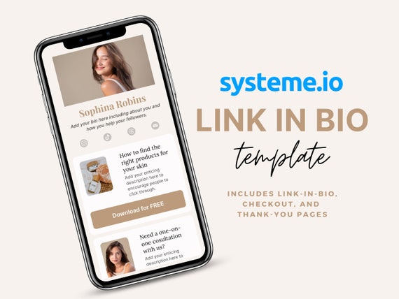 Systeme.io Link in Bio Template: Landing Page Website (Digital Download)