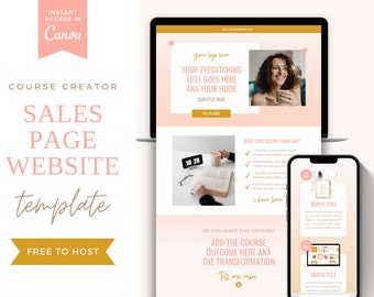 Canva Sales Page Template, Course Website Design