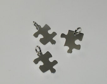 Sterling Silver Puzzle Piece Charms for Autism Awareness