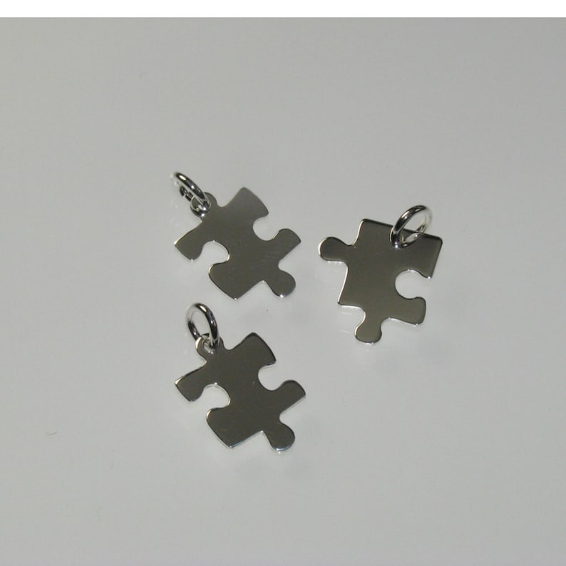 Sterling Silver Puzzle Piece Charms for Autism Awareness - Etsy