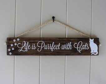 Cat Sign/Cat Lovers Sign/All About Cats/Cat Paw Sign/Rustic Cat Sign/Cat Saying/Paw Print Sign/Funny Cat Sign/Pet Decor/Cat Quote Sign