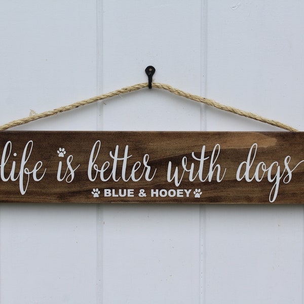 Personalized Dog Sign, Life is Better With Dogs Sign, Personalized Dog, Custom Dog Sign, Dog Owner Gift, Dog Signs for a Home, Wood Signs