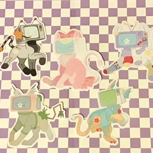 Cat TV head stickers