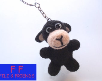 Keychain sheep BLACK WOOL