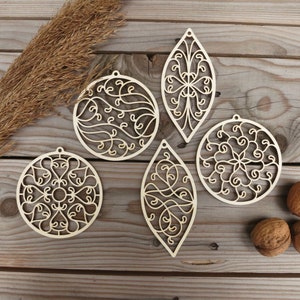 Filigree Wooden Baubles Openwork Ornaments Christmas Tree - Etsy