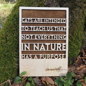 3D Chat phrase carte en bois, chats citation, phrase citation maxime double couche naturelle du bois, amoureux des chats de cadeau de Tenture murale de voeux d’anniversaire