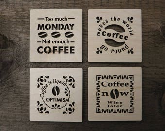 Wooden Coffee Magnets: Funny Quote Fridge Decor
