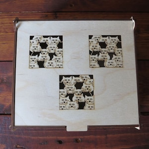 Kattenliefhebber houten kist, filigraan kittens sieraden cadeau herinneringen natuurlijke ecologische kant katten bos trouwkaarten romantische kist berkenhout