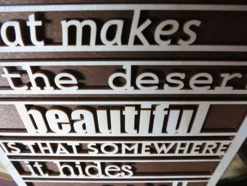 Wooden Sentence Exupery Wood Card Quote 3d Natural Birch Etsy