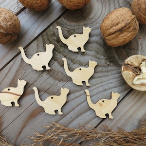 Little Cat Wooden Cutouts, wedding favor ornaments, small natural decor gift, birch wood DIY supplies cat-lovers celebration kitty accent