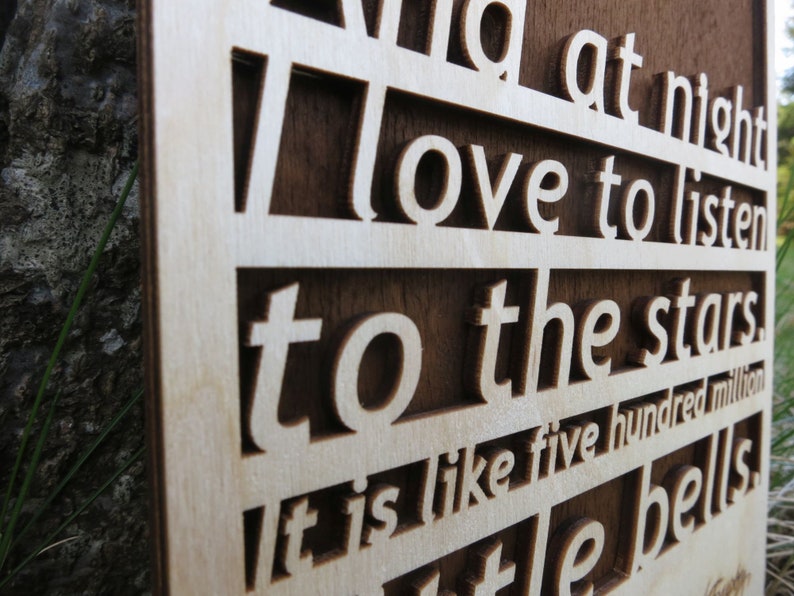 Wooden Sentence Exupery Wood Card Quote 3d Natural Birch Etsy