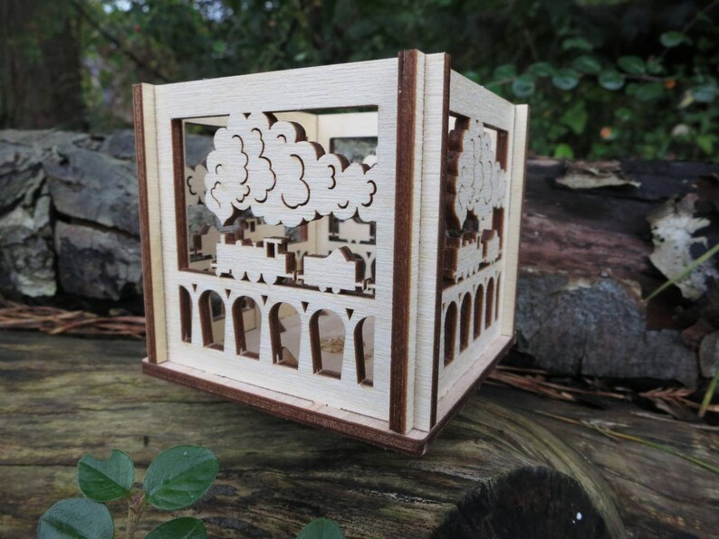 Steam Train Wooden Tealight Lantern Candle Holder railway Etsy