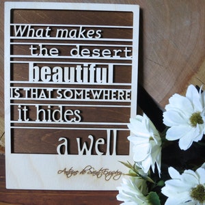 In legno frase Exupery, legno carta citare 3d, betulla naturale bordo maxim citazione, attaccatura di parete amico regalo compleanno housewarming in movimento
