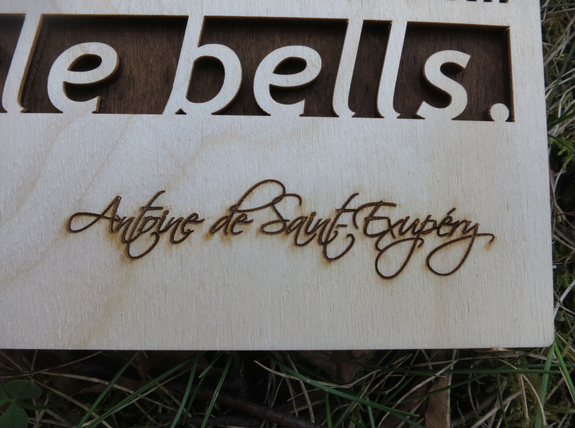 Wooden Sentence Exupery Wood Card Quote 3d Natural Birch Etsy