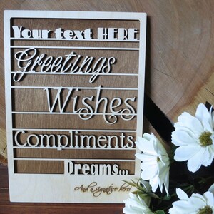 Custom Wooden Sentence Board, 3d Card Quote, bois de bouleau naturel, art de citation maxim personnalisé, mur cadeau ami suspendu anniversaire en mouvement