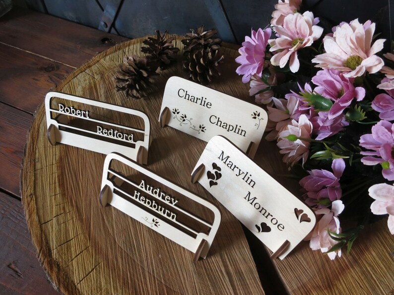 Wooden Custom Name Tags Wedding Place Card Business Event Etsy