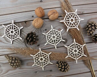 Birch Plywood Snowflake Ornaments: Laser Cut Christmas Tree Decor