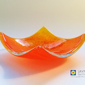 Gold blend fused glass ring dish, colour therapy, crystal bowls, display dishes, ring dish, small bowl, yellow orange image 2