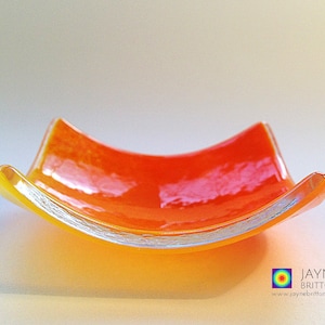 Gold blend fused glass ring dish, colour therapy, crystal bowls, display dishes, ring dish, small bowl, yellow orange image 5