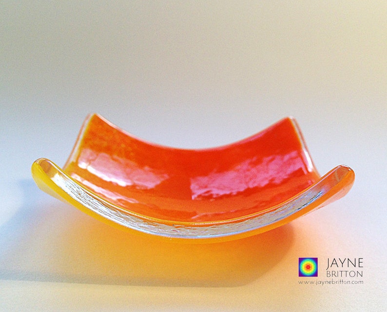 Gold blend fused glass ring dish, colour therapy, crystal bowls, display dishes, ring dish, small bowl, yellow orange image 5