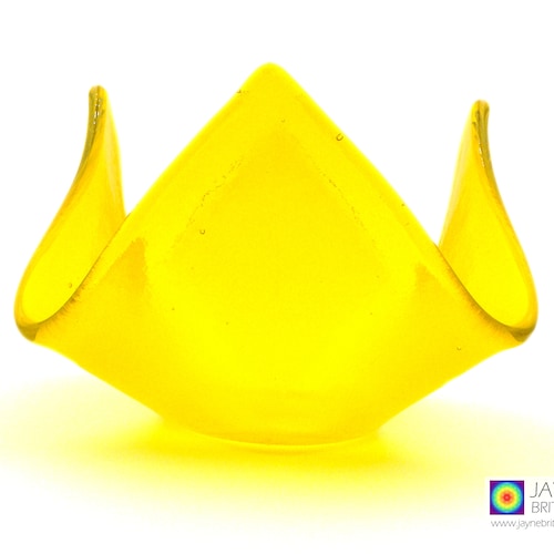 Fused Glass Small Candle Vase Orange and Yellow Blend Etsy UK