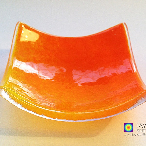 Gold blend fused glass ring dish, colour therapy, crystal bowls, display dishes, ring dish, small bowl, yellow orange