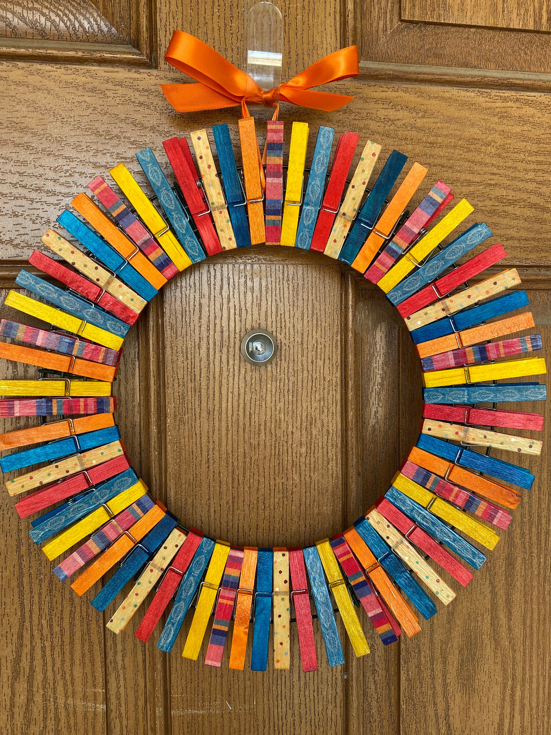Multicolor Clothespin Wreath: Fall Door Decor, 13-Inch