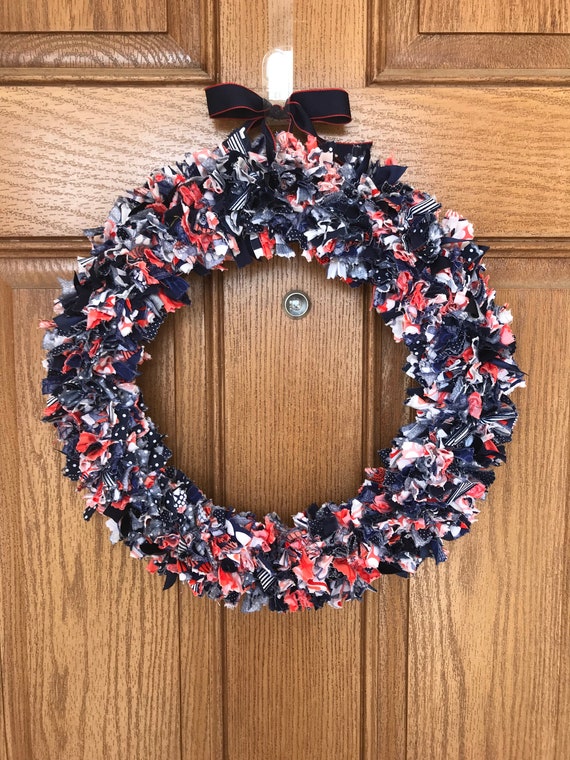 Navy Door Wreath Navy Coral Wreath Blue Orange Wreath Etsy