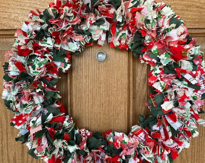 Christmas rag wreath black and silver