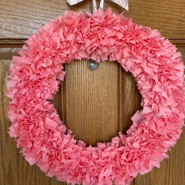 Pink Fabric Wreath / Pink Front Door Wreath / Pink Rag Wreath / Pink Spring Wreath / Pink Nursery Wreath / Pastel Pink Wreath / Pink Wreath