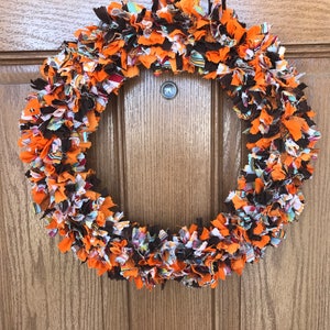 Fall Wreath For Front Door / Fall Fabric Wreath / Thanksgiving Door Wreath / Fall Rag Wreath / Fall Front Door Wreath / Fall Door Decor