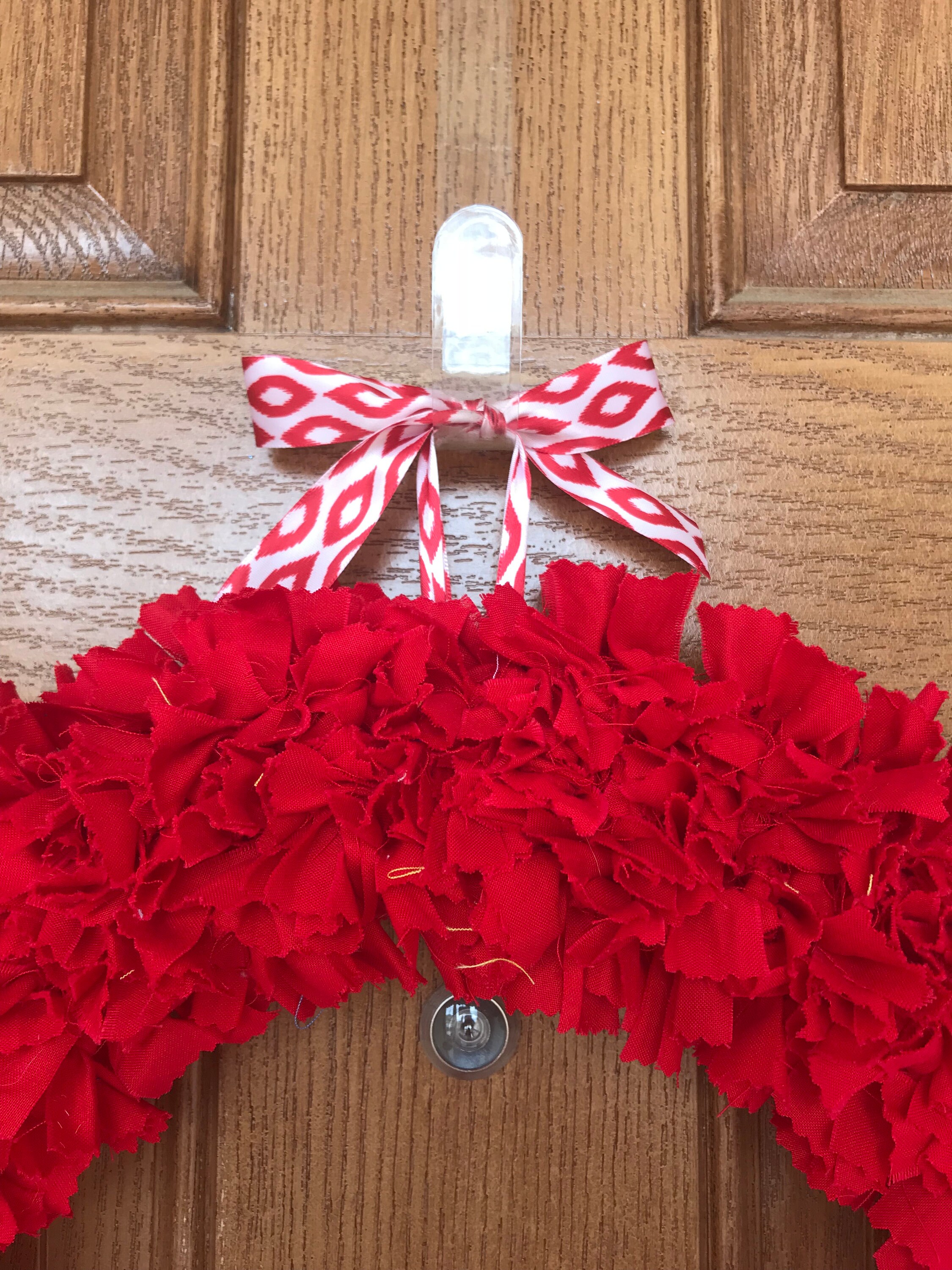 Red Fabric Wreath / Red Wreaths for Front Door / Red Rag | Etsy