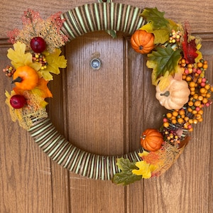 Fall Autumn Wreath / Fall Yarn Wreath / Brown Fall Wreath / Floral Fall Wreath / Pumpkin Fall Wreath / Fall and Autumn Wreath / Fall Wreath