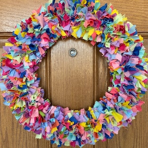 Spring Summer Wreath / Rainbow Wreath / Rag Wreath / Colorful Wreath / Multicolor Wreath / Pastel Wreath / Fiesta Wreath / Bright Wreath