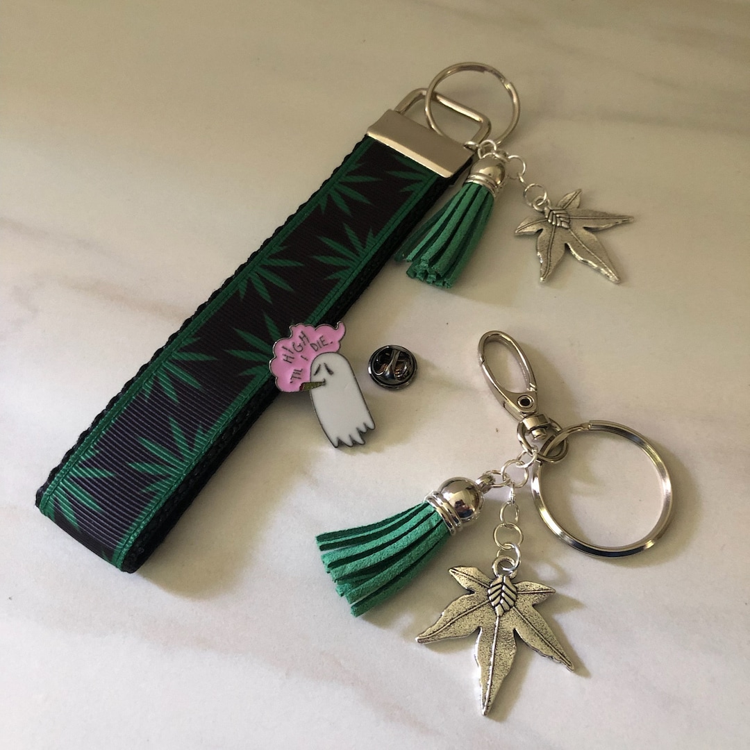 420 Friendly Keychain Gift Set: Keychain, Wristlet, and Enamel Pin - Etsy