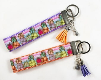 Tropical Pineapple Key Fob Wristlet / Keychain