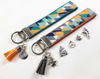 Graphic Oceanside Key Fob Wristlet / Keychain