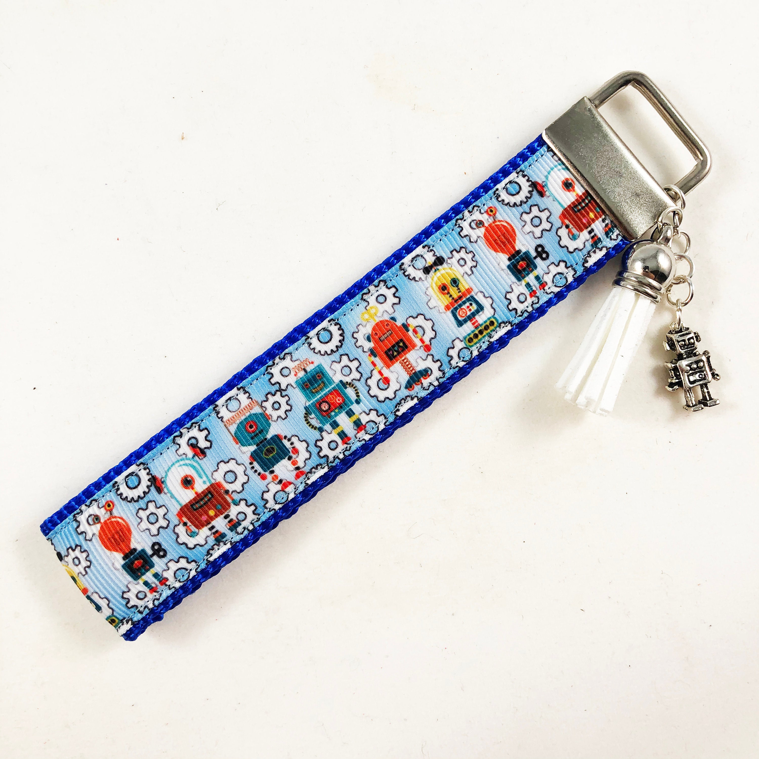 MiniatureSweet Iridescent Leather Wrist Strap with Lobster Clasp | Key Fob Wristlet Keychain | Kawaii Hand Strap | Key Holder Lanyard (1 Piece / Blue Pink)